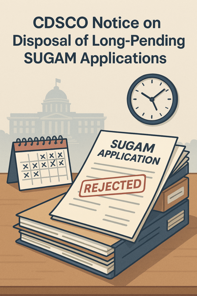 CDSCO on rejection of long-pending SUGAM Portal applications